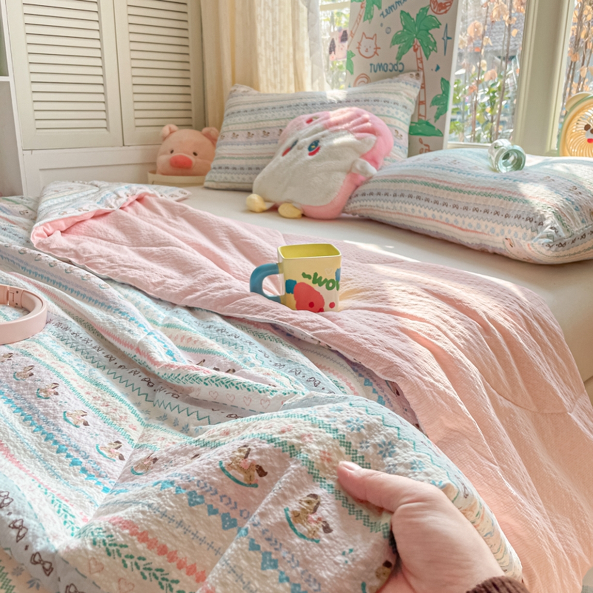 91家纺网 家纺一手货源 找家纺 云玲时尚 2026新款A类大豆纤维费尔岛系列夏被夏凉被空调被 木马集