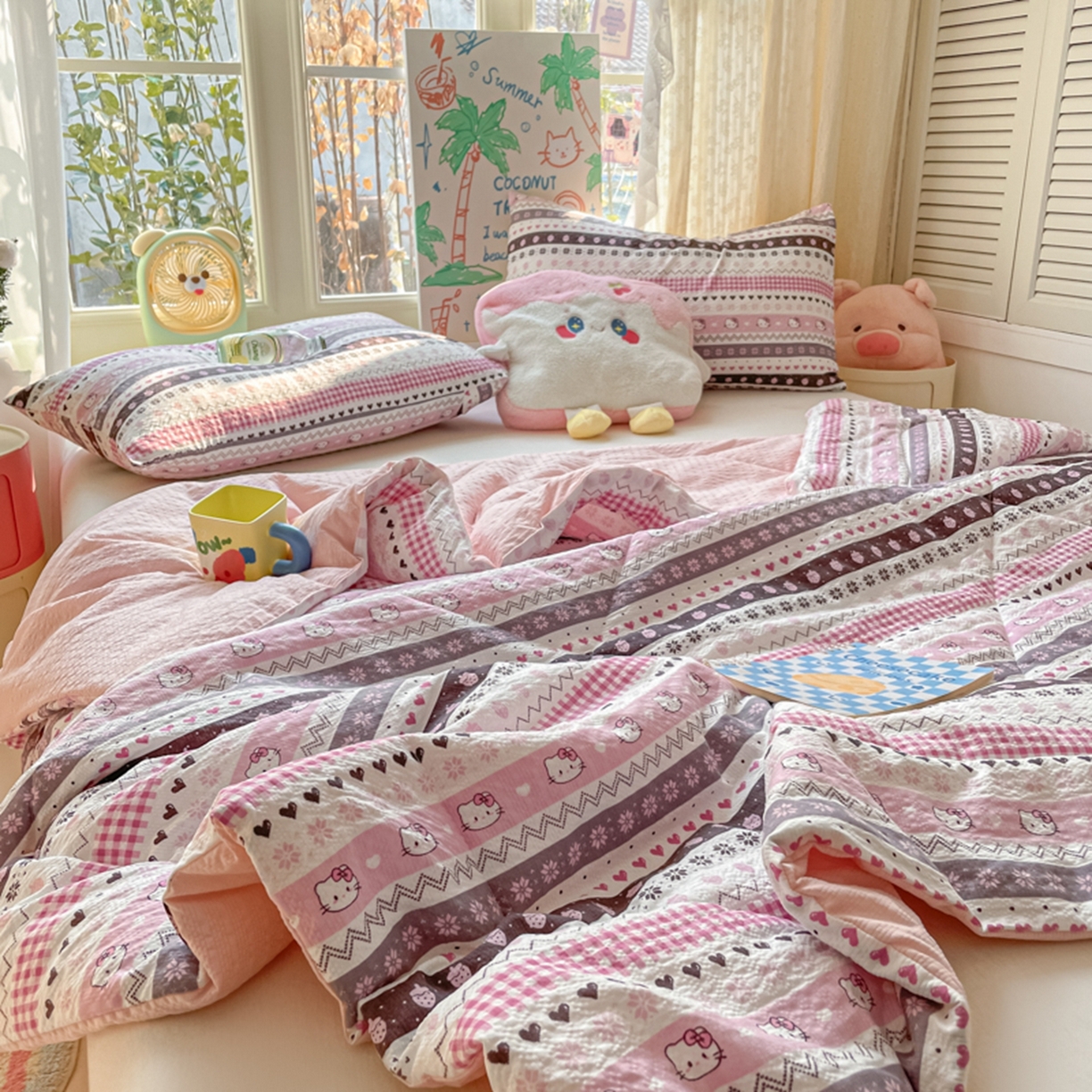 91家纺网 家纺一手货源 找家纺 云玲时尚 2026新款A类大豆纤维费尔岛系列夏被夏凉被空调被 甜心