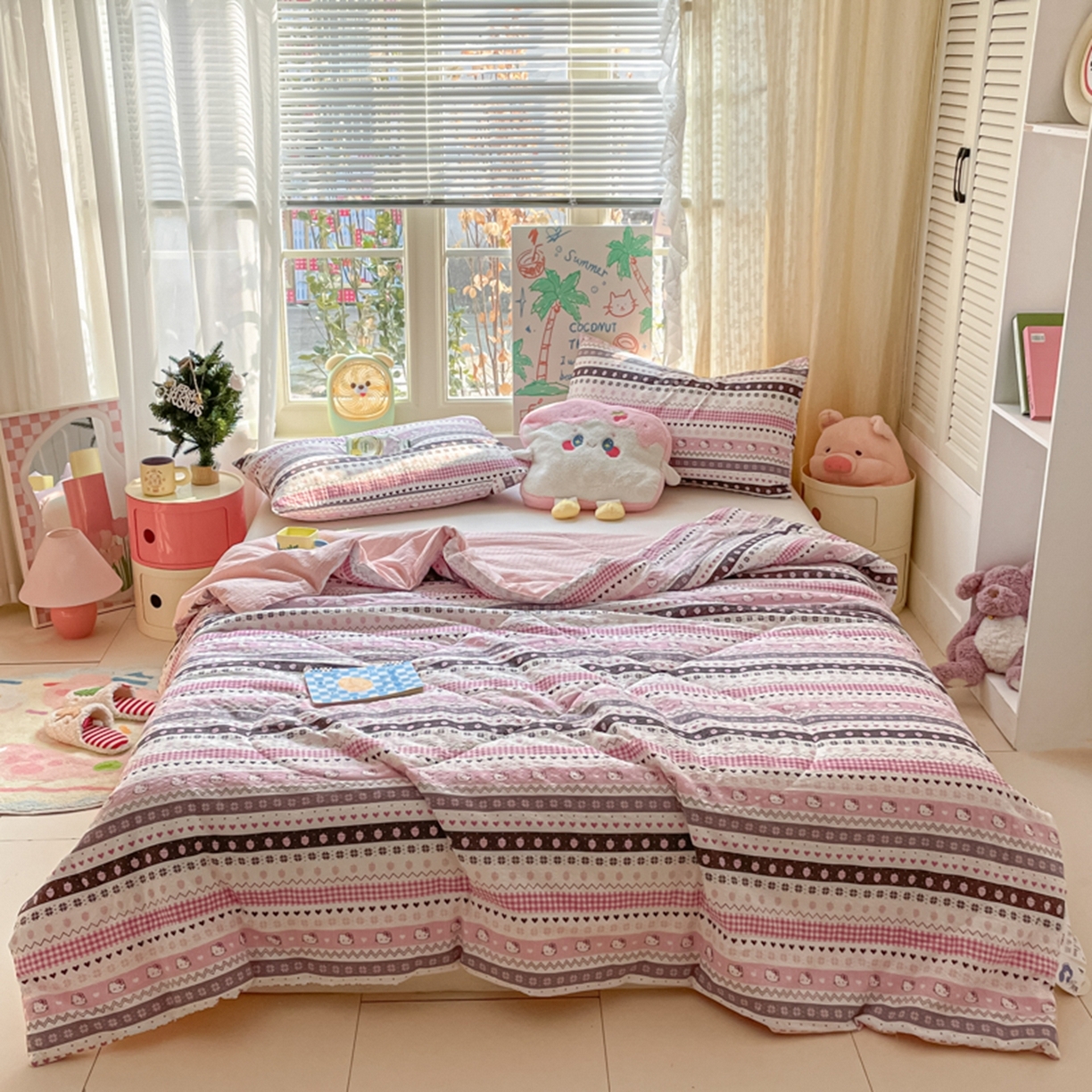 91家纺网 家纺一手货源 找家纺 云玲时尚 2026新款A类大豆纤维费尔岛系列夏被夏凉被空调被 甜心