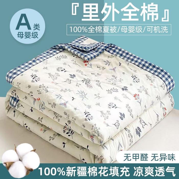 91家纺网 家纺一手货源 找家纺 （总）海洋家纺 2026新款100%里外全棉夏被印花空调被夏凉被薄被子棉花夏被四件套 风格二