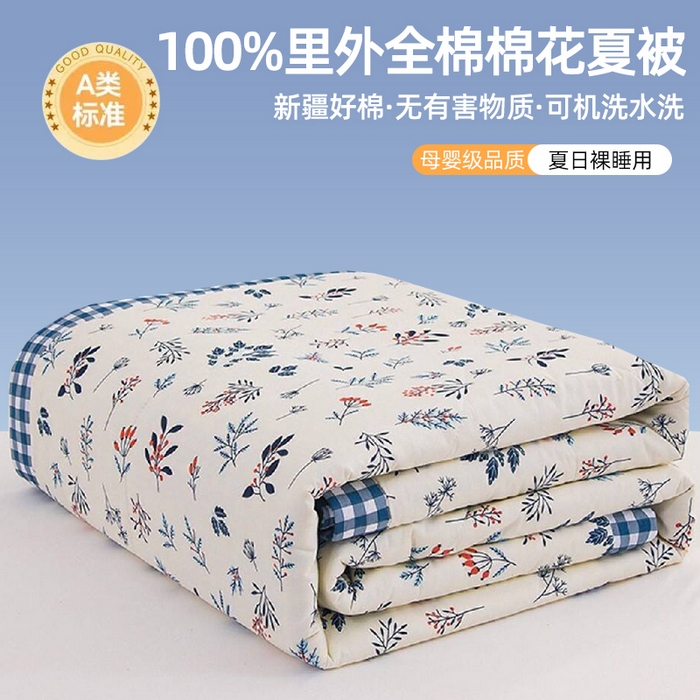 91家纺网 家纺一手货源 找家纺 （总）海洋家纺 2026新款100%里外全棉夏被印花空调被夏凉被薄被子棉花夏被四件套 风格三