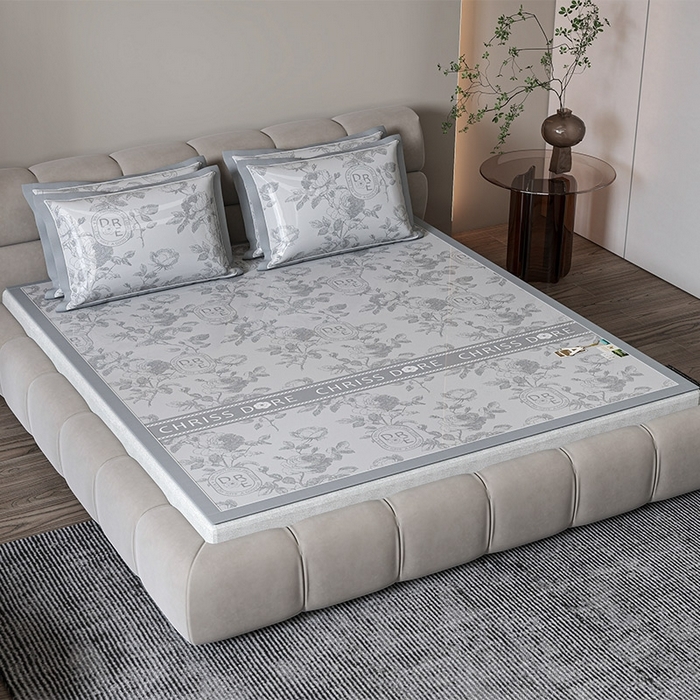 91家纺网 家纺一手货源 找家纺 （总）小牛席业 2026春夏新款【建模风格】双PE高凉感-盛世蔷薇凉感冰丝席凉席藤席冰藤席竹席乳胶席凉豆豆席空调席