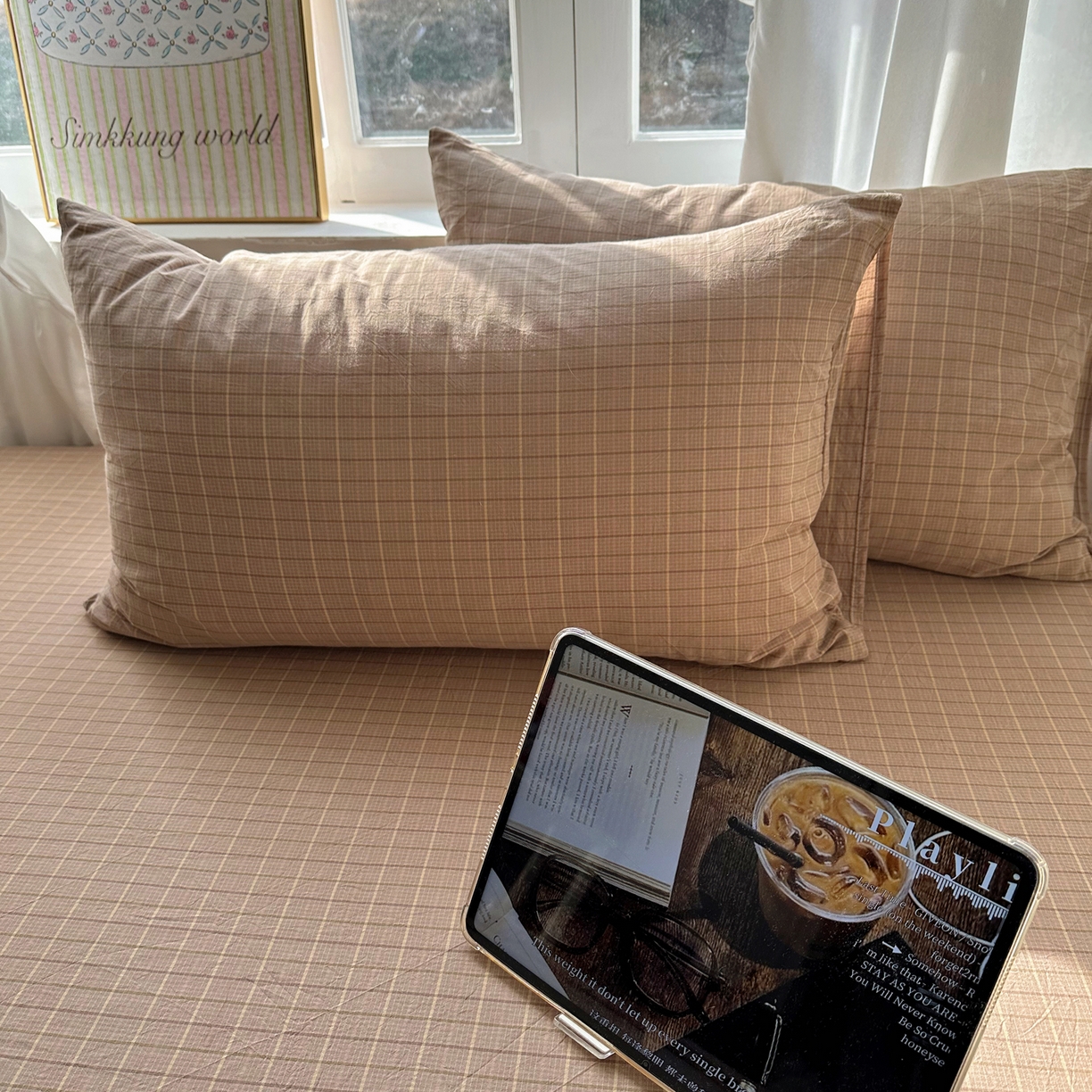 91家纺网 家纺一手货源 找家纺 六巷胡同 2026新款A类全棉纯棉水洗棉色织格子单品枕套 枕套单件 逐风-咖格