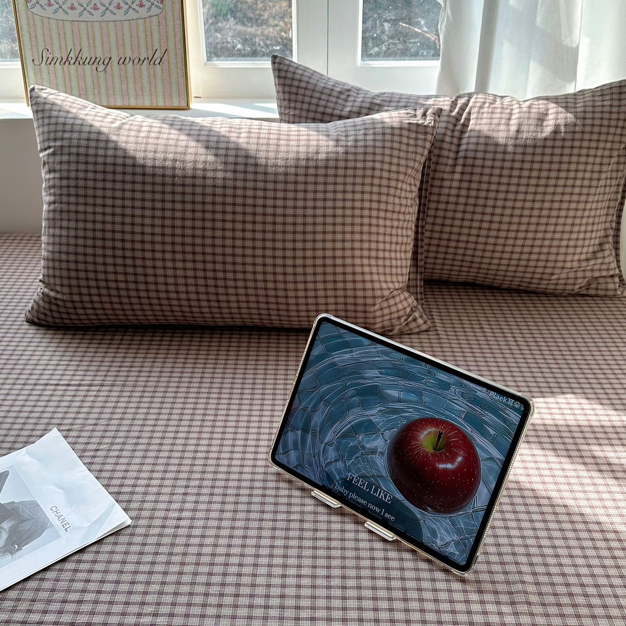 六巷胡同 2026新款A类全棉纯棉水洗棉色织格子单品枕套 枕套单件 追光-米格