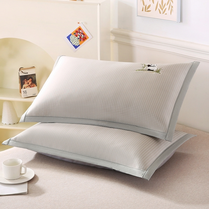 91家纺网 家纺一手货源 找家纺 （总）小牛席业 2026新款华夫格爱家熊猫夏凉枕套凉枕套冰丝枕套藤枕套冰藤枕套冰丝枕套竹枕套凉席枕套豆豆枕套