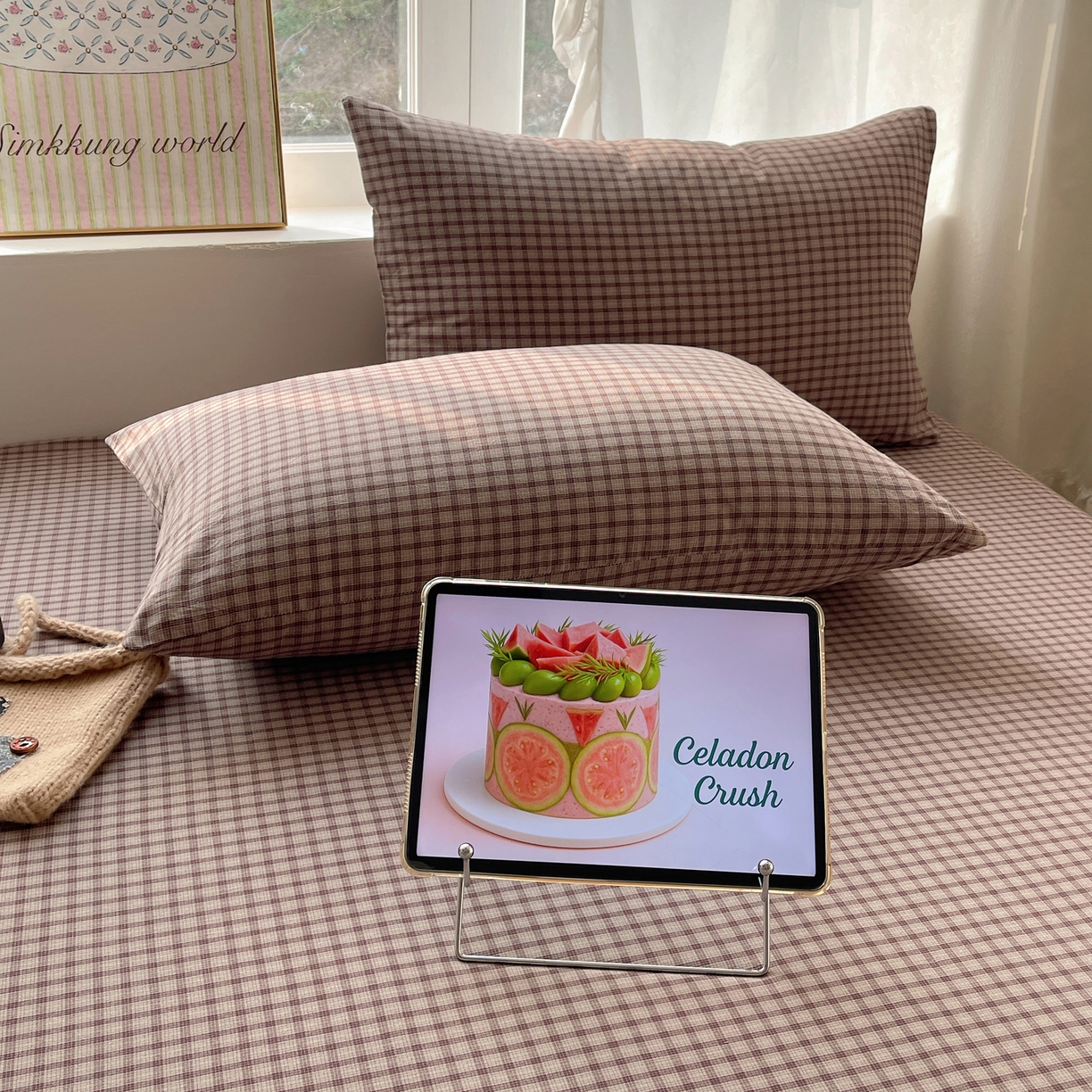 91家纺网 家纺一手货源 找家纺 六巷胡同 2026新款A类全棉纯棉水洗棉色织格子单品枕套 枕套单件 追光-米格