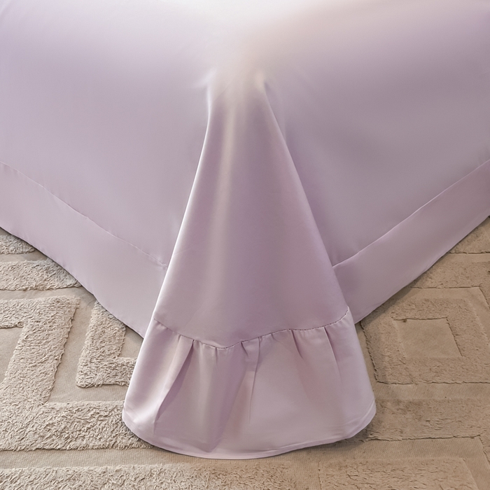 91家纺网 家纺一手货源 找家纺 绘萱家居 2026直播爆款纯棉100%全棉纯棉绣花四件套圆角吊边床单款纯色百分百 七彩福蝶-紫