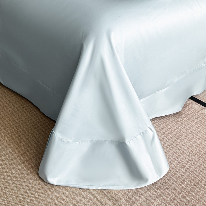 91家纺网 家纺一手货源 找家纺 绘萱家居 2026直播爆款纯棉100%全棉纯棉绣花四件套圆角吊边床单款纯色百分百 蝶舞牡丹-蓝