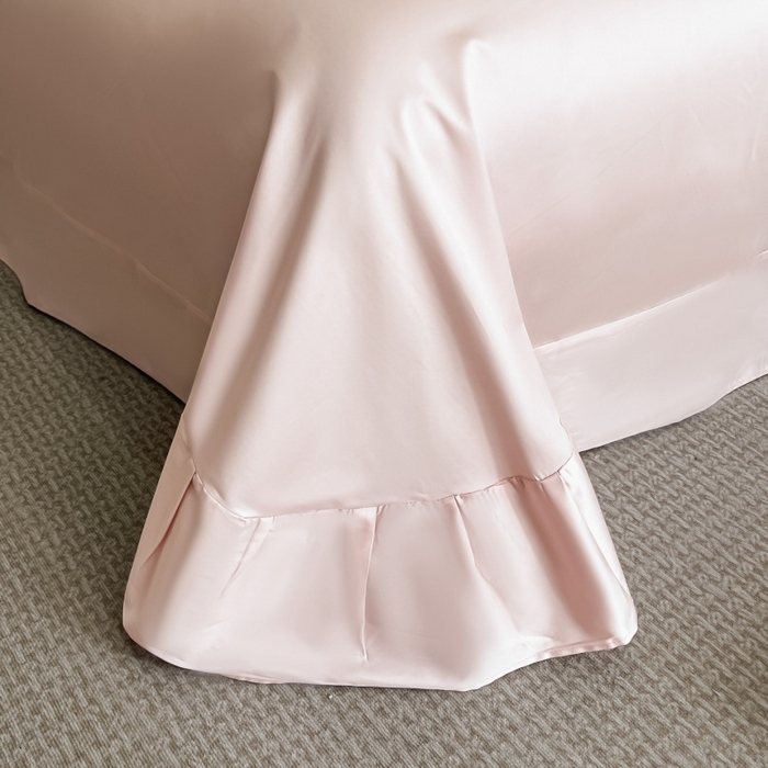 91家纺网 家纺一手货源 找家纺 绘萱家居 2026直播爆款纯棉100%全棉纯棉绣花四件套圆角吊边床单款纯色百分百 蝶舞牡丹-粉