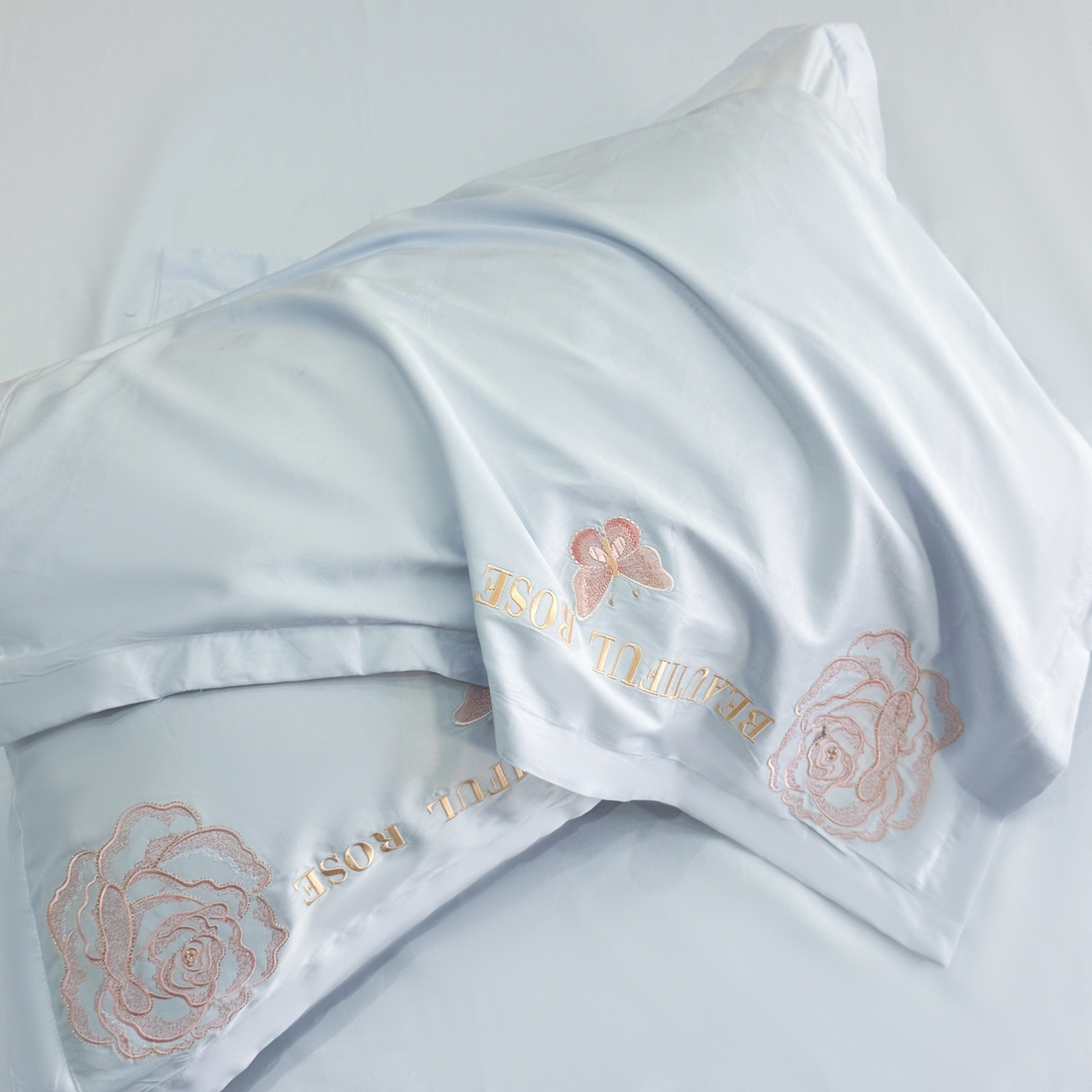 91家纺网 家纺一手货源 找家纺 绘萱家居 2026直播爆款纯棉100%全棉纯棉绣花四件套圆角吊边床单款纯色百分百 艾丽雅-蓝