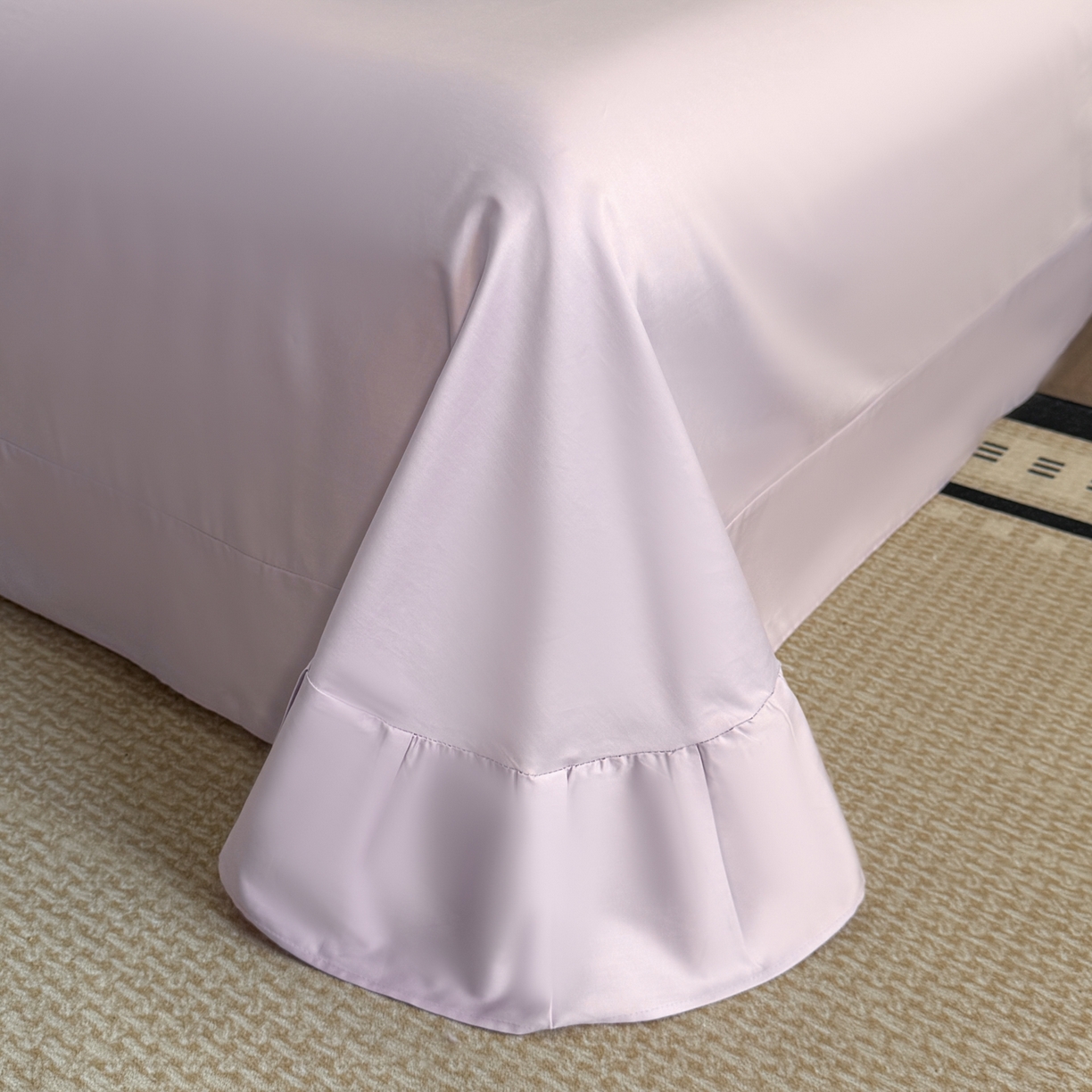 91家纺网 家纺一手货源 找家纺 绘萱家居 2026直播爆款纯棉100%全棉纯棉绣花四件套圆角吊边床单款纯色百分百 艾丽雅-紫