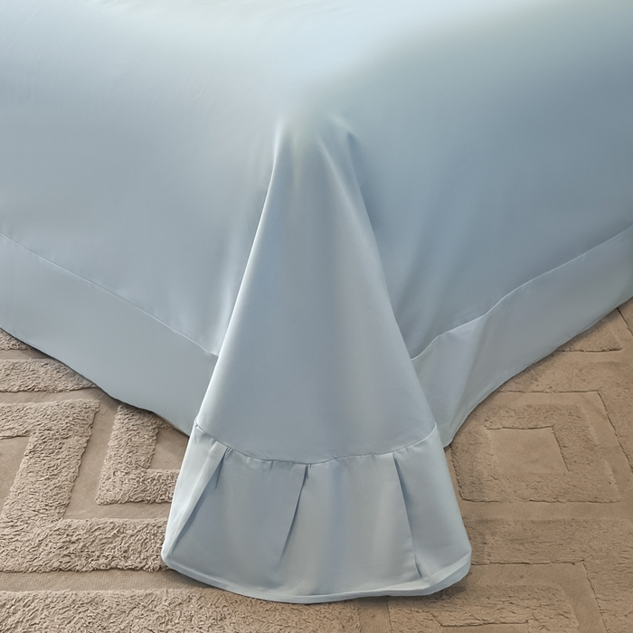 91家纺网 家纺一手货源 找家纺 绘萱家居 2026直播爆款纯棉100%全棉纯棉绣花四件套圆角吊边床单款纯色百分百 七彩福蝶-蓝