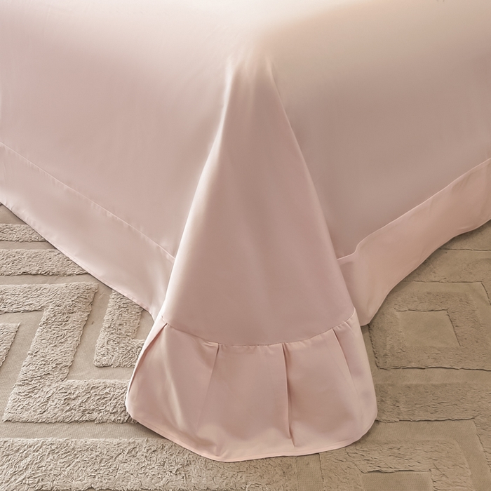 91家纺网 家纺一手货源 找家纺 （总）绘萱家居 2026直播爆款纯棉100%全棉纯棉绣花四件套圆角吊边床单款纯色百分百