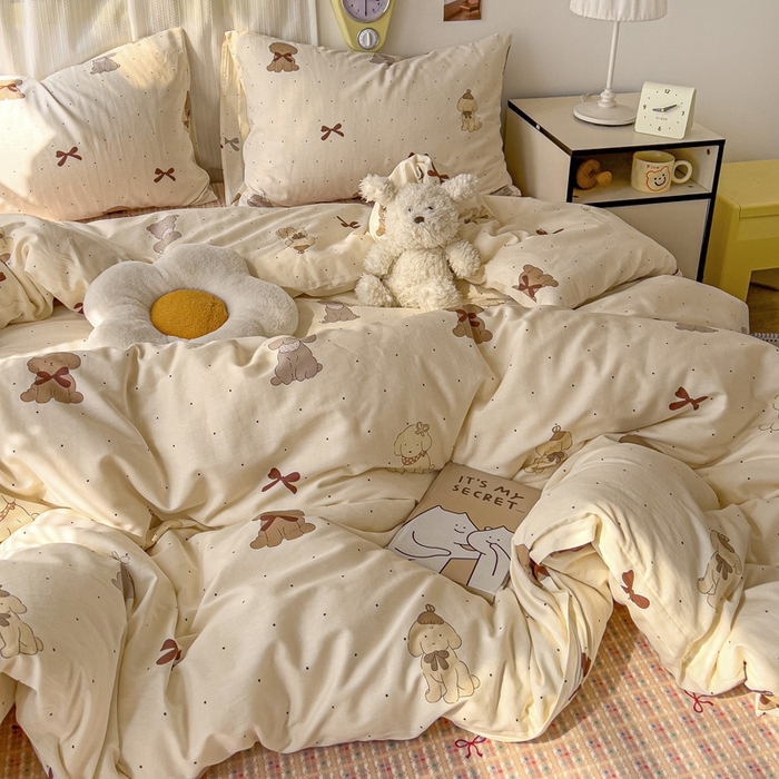 91家纺网 家纺一手货源 找家纺 （总）耀悦家纺 2025新款40支全棉纯棉四件套ins卡通可爱风简约