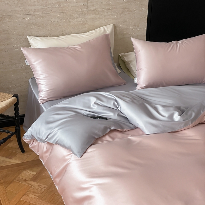 91家纺网 家纺一手货源 找家纺 （总）禾时 2026新款兰精天丝棉纯色双拼四件套