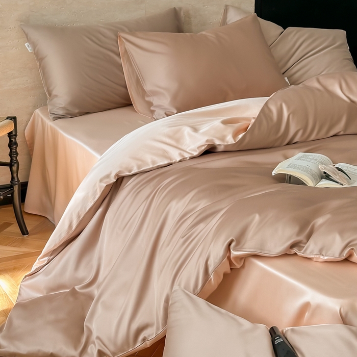 91家纺网 家纺一手货源 找家纺 （总）禾时 2026新款兰精天丝棉纯色双拼四件套