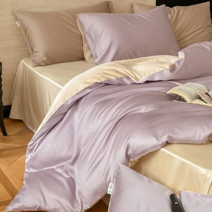 91家纺网 家纺一手货源 找家纺 （总）禾时 2026新款兰精天丝棉纯色双拼四件套