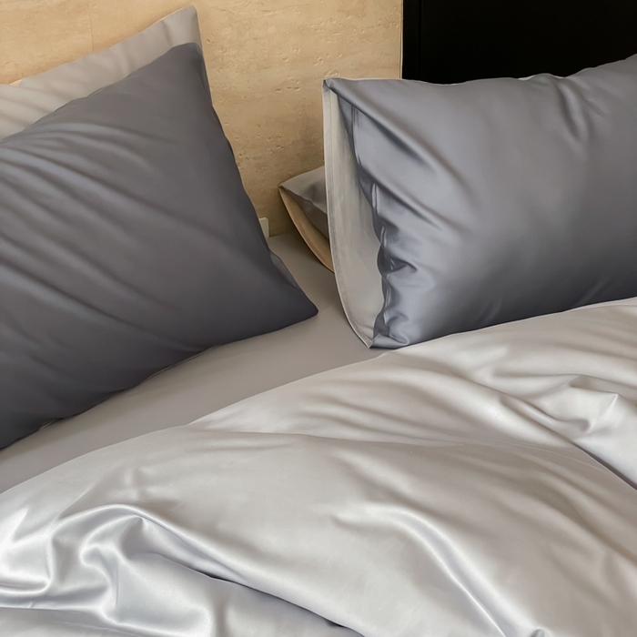 91家纺网 家纺一手货源 找家纺 禾时 2026新款兰精天丝棉纯色双拼四件套 菘蓝