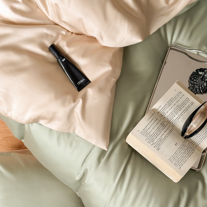 91家纺网 家纺一手货源 找家纺 禾时 2026新款兰精天丝棉纯色双拼四件套 兰苕