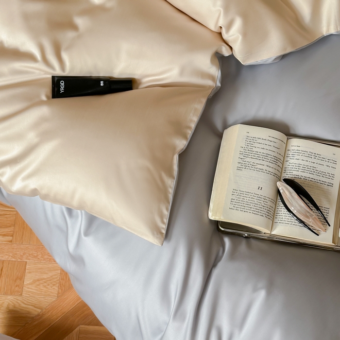 91家纺网 家纺一手货源 找家纺 禾时 2026新款兰精天丝棉纯色双拼四件套 岩岭