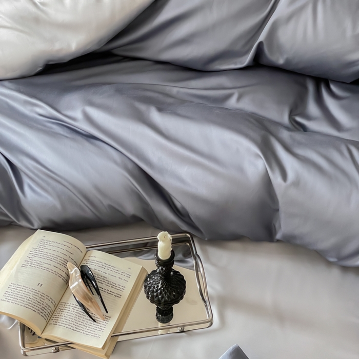 91家纺网 家纺一手货源 找家纺 禾时 2026新款兰精天丝棉纯色双拼四件套 菘蓝