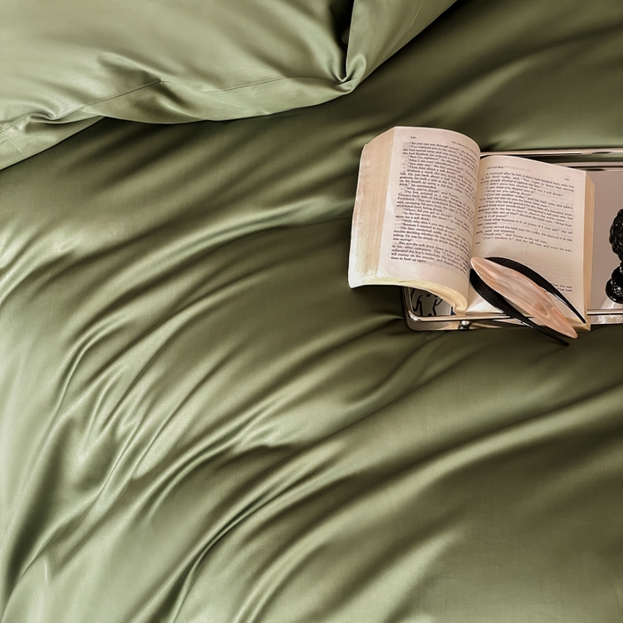 91家纺网 家纺一手货源 找家纺 禾时 2026新款兰精天丝棉纯色双拼四件套 松石绿