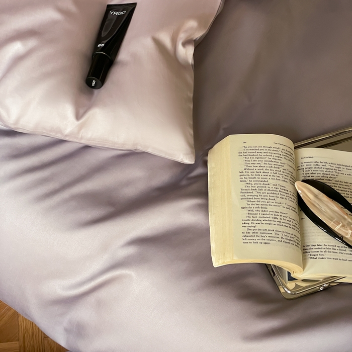 91家纺网 家纺一手货源 找家纺 禾时 2026新款兰精天丝棉纯色双拼四件套 紫萱