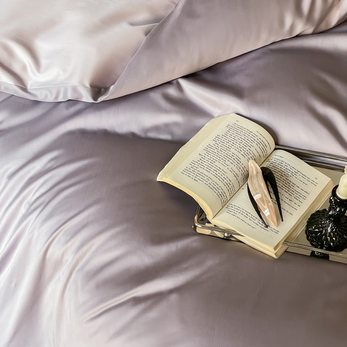 91家纺网 家纺一手货源 找家纺 禾时 2026新款兰精天丝棉纯色双拼四件套 紫萱