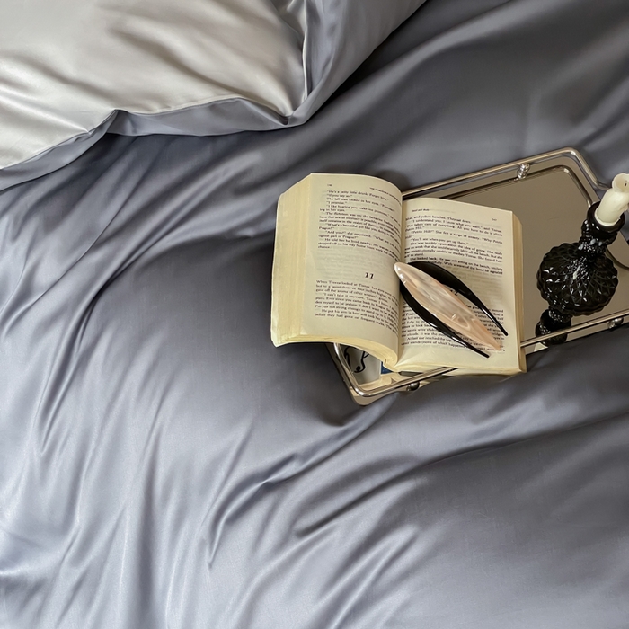 91家纺网 家纺一手货源 找家纺 禾时 2026新款兰精天丝棉纯色双拼四件套 菘蓝