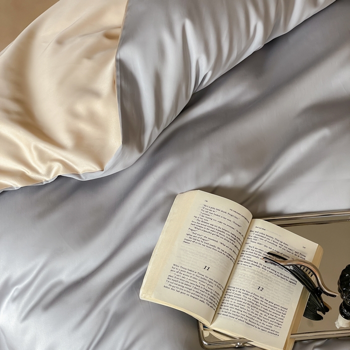 91家纺网 家纺一手货源 找家纺 禾时 2026新款兰精天丝棉纯色双拼四件套 岩岭