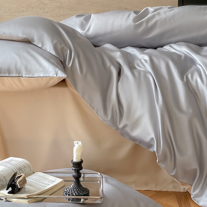 91家纺网 家纺一手货源 找家纺 禾时 2026新款兰精天丝棉纯色双拼四件套 岩岭