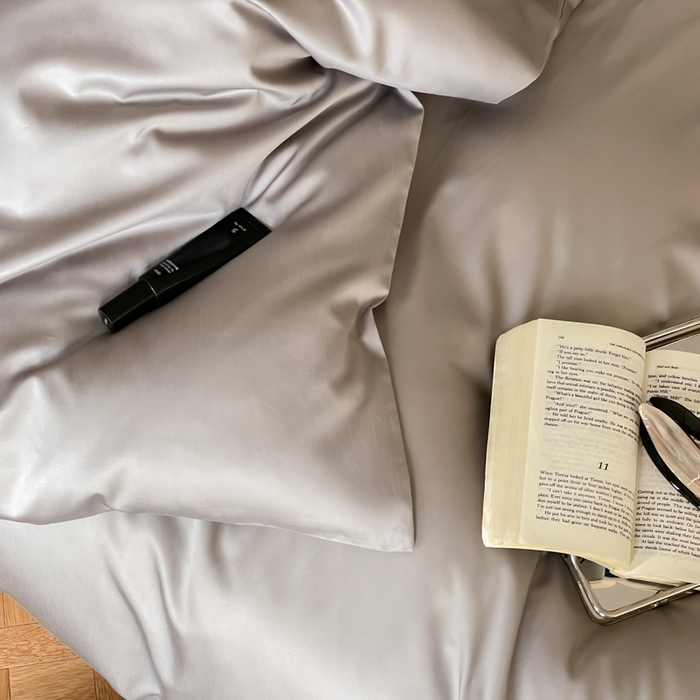 91家纺网 家纺一手货源 找家纺 禾时 2026新款兰精天丝棉纯色双拼四件套 典雅灰