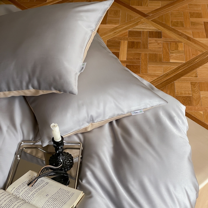 91家纺网 家纺一手货源 找家纺 禾时 2026新款兰精天丝棉纯色双拼四件套 岩岭