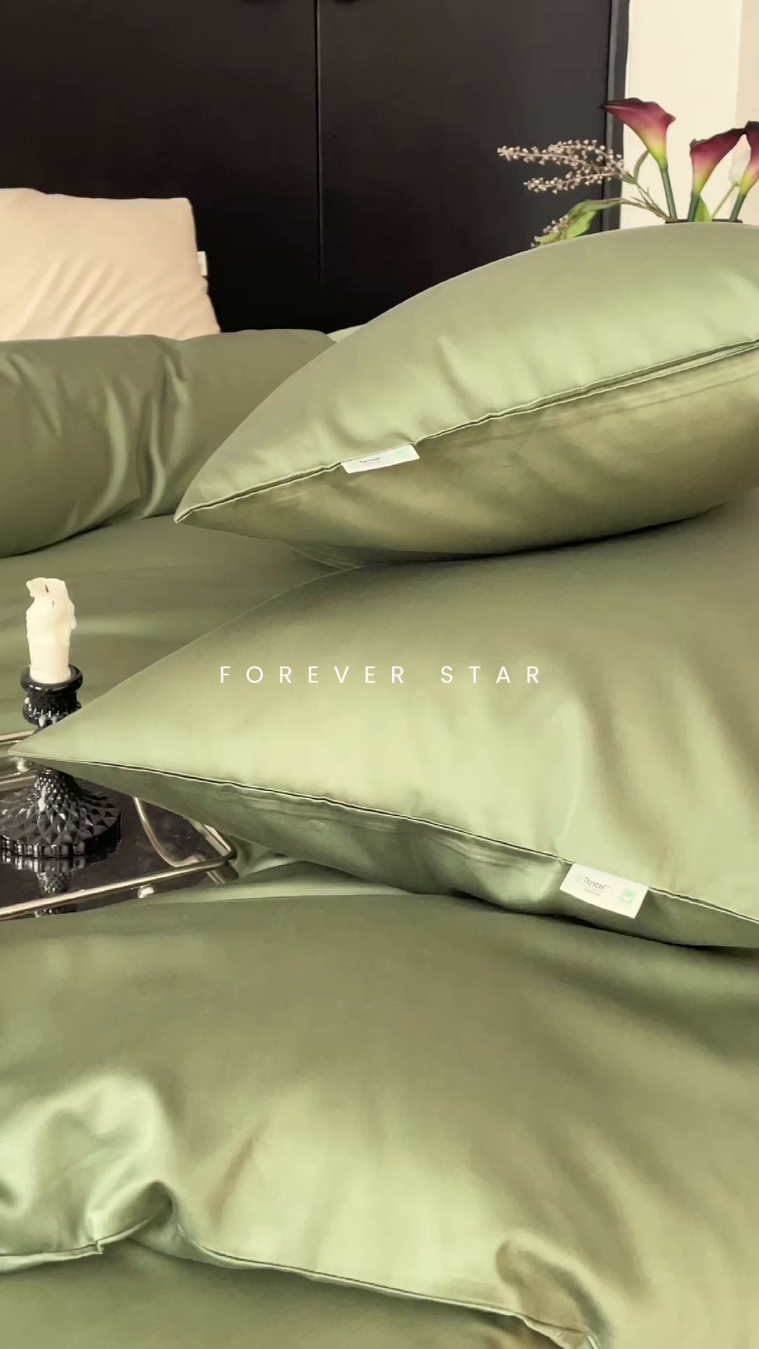 91家纺网 家纺一手货源 找家纺 禾时 2026新款兰精天丝棉纯色双拼四件套 松石绿