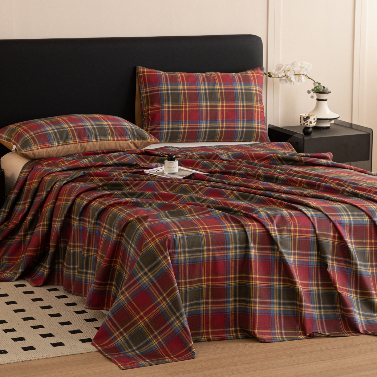 91家纺网 家纺一手货源 找家纺 （总）简宜家居（朝初家纺） 2026新款40支13070全棉简约格子系列A版床单