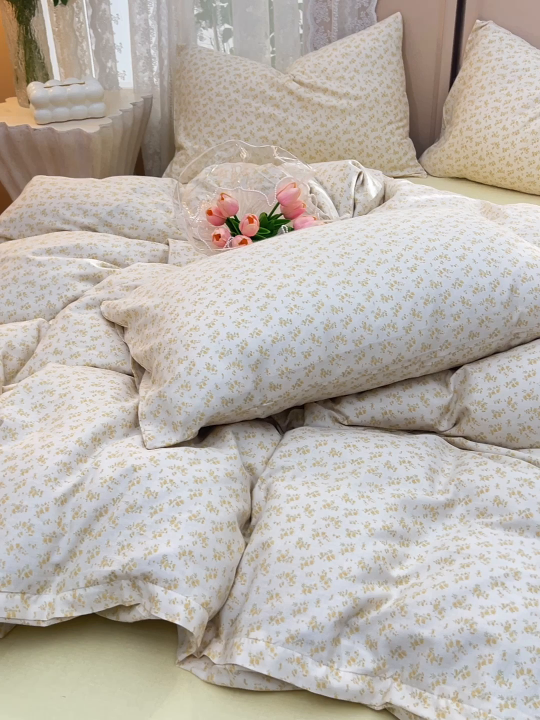 91家纺网 家纺一手货源 找家纺 乐窝家纺仓储 2026年新款高密A类母婴级全棉双层纱四件套学生宿舍三件套床单被套 小晴天