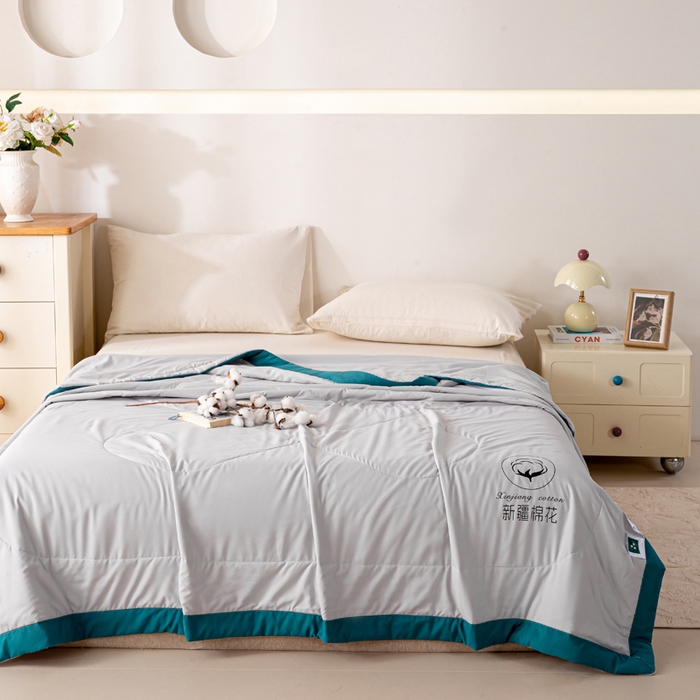 91家纺网 家纺一手货源 找家纺 圣梦莱羽绒家纺 2026新款A类棉花被夏被水洗棉春秋被7A抗菌被芯 灰色-夏被