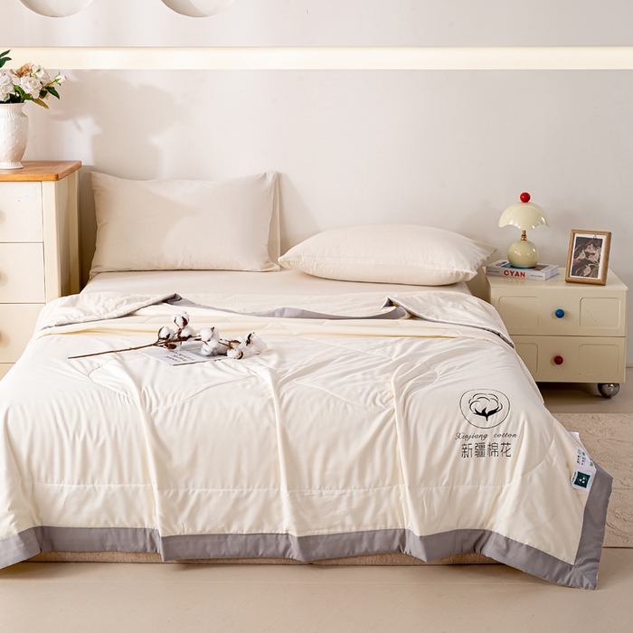 91家纺网 家纺一手货源 找家纺 圣梦莱羽绒家纺 2026新款A类棉花被夏被水洗棉春秋被7A抗菌被芯 米白色-夏被