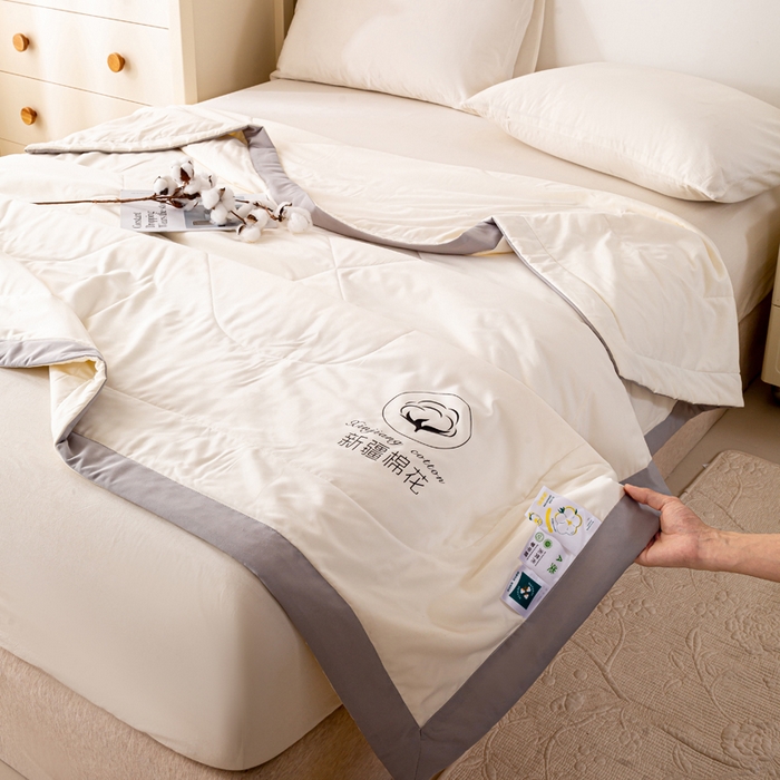 91家纺网 家纺一手货源 找家纺 圣梦莱羽绒家纺 2026新款A类棉花被夏被水洗棉春秋被7A抗菌被芯 米白色-夏被