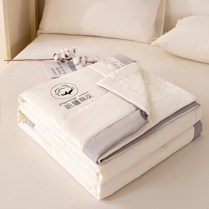 圣梦莱羽绒家纺 2026新款A类棉花被夏被水洗棉春秋被7A抗菌被芯 米白色-夏被