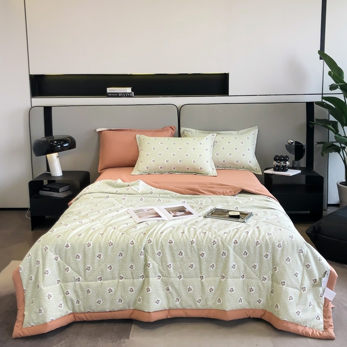 91家纺网 家纺一手货源 找家纺 帕拉美拉 2026新款A类棉麻夏被四件套 春意盘然-绿