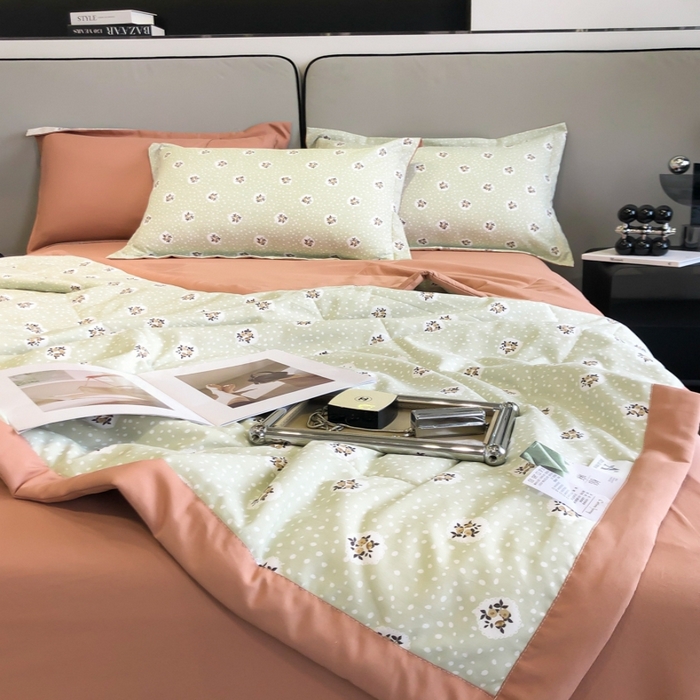 91家纺网 家纺一手货源 找家纺 帕拉美拉 2026新款A类棉麻夏被四件套 春意盘然-绿