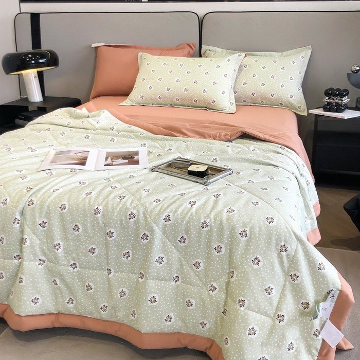 91家纺网 家纺一手货源 找家纺 帕拉美拉 2026新款A类棉麻夏被四件套 春意盘然-绿