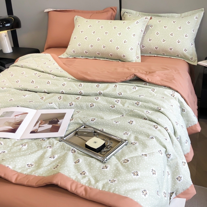 91家纺网 家纺一手货源 找家纺 帕拉美拉 2026新款A类棉麻夏被四件套 春意盘然-绿