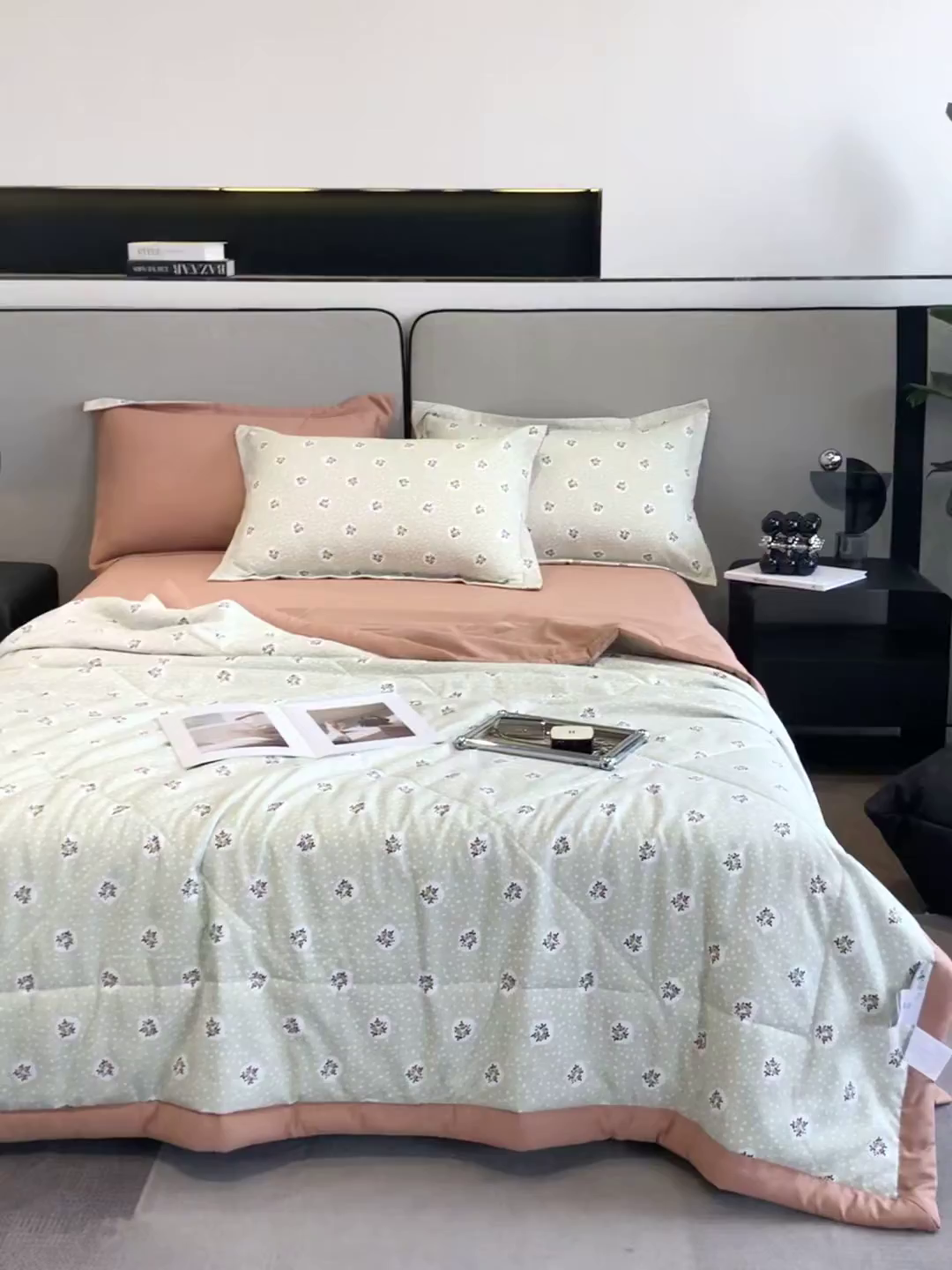 91家纺网 家纺一手货源 找家纺 帕拉美拉 2026新款A类棉麻夏被四件套 春意盘然-绿
