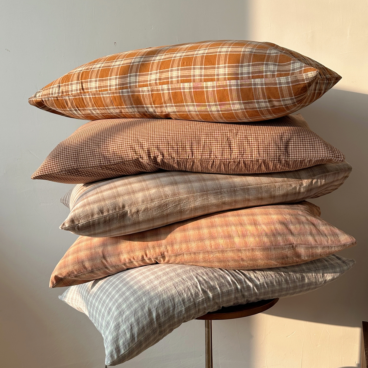 91家纺网 家纺一手货源 找家纺 六巷胡同 2026新款A类全棉纯棉水洗棉色织格子单品枕套 枕套单件 组合图仅供展示不可下单