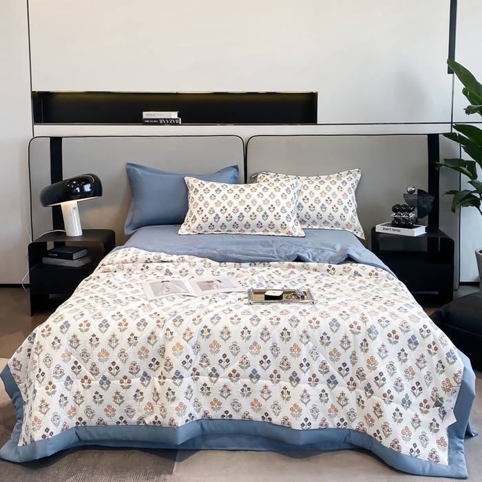 91家纺网 家纺一手货源 找家纺 帕拉美拉 2026新款A类棉麻夏被四件套 花颂