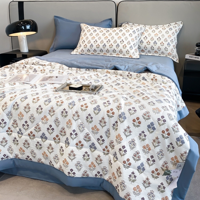 91家纺网 家纺一手货源 找家纺 帕拉美拉 2026新款A类棉麻夏被四件套 花颂