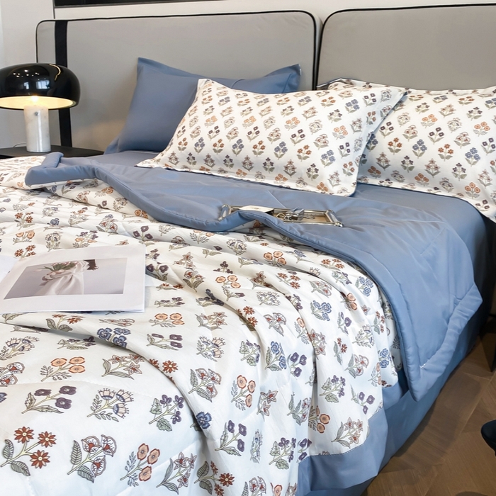 91家纺网 家纺一手货源 找家纺 帕拉美拉 2026新款A类棉麻夏被四件套 花颂