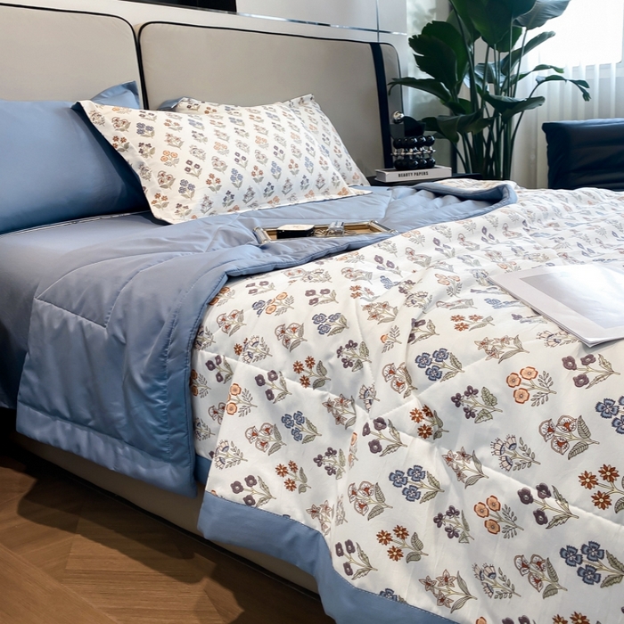 91家纺网 家纺一手货源 找家纺 帕拉美拉 2026新款A类棉麻夏被四件套 花颂